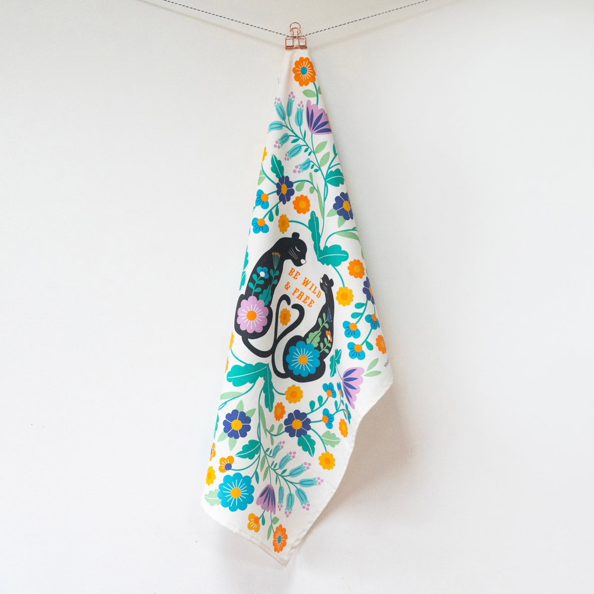 Folk Cats Tea Towel