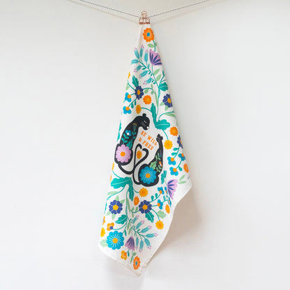Folk Cats Tea Towel