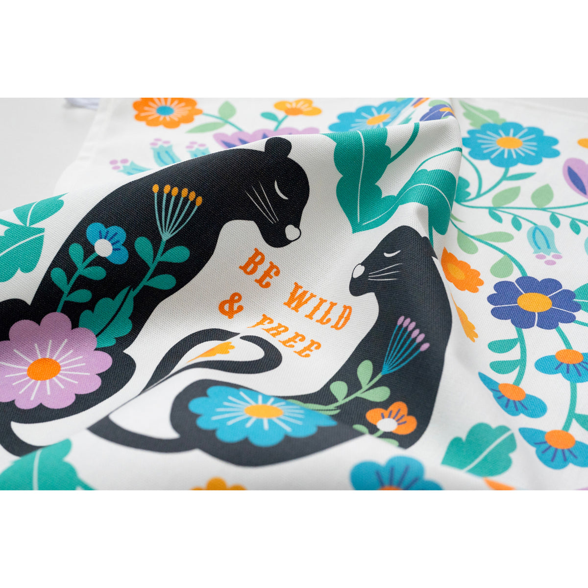Folk Cats Tea Towel