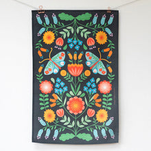 Load image into Gallery viewer, Moth &amp; Floral Tea Towel