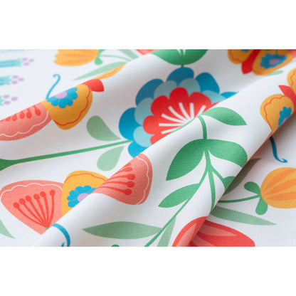Moth & Floral White Tea Towel