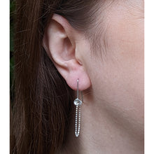 Load image into Gallery viewer, Tiny Pond Ripple with Ball Chain Hanging Earrings in Silver