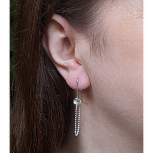 Tiny Pond Ripple with Ball Chain Hanging Earrings in Silver