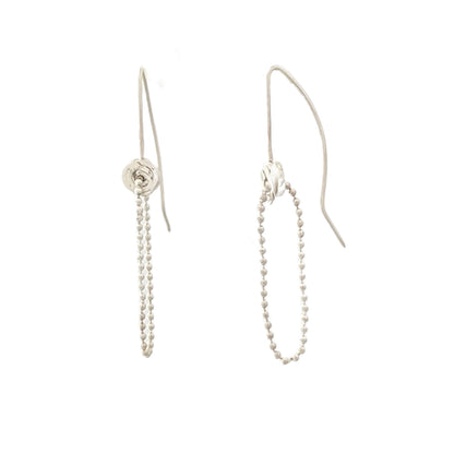 Tiny Pond Ripple with Ball Chain Hanging Earrings in Silver