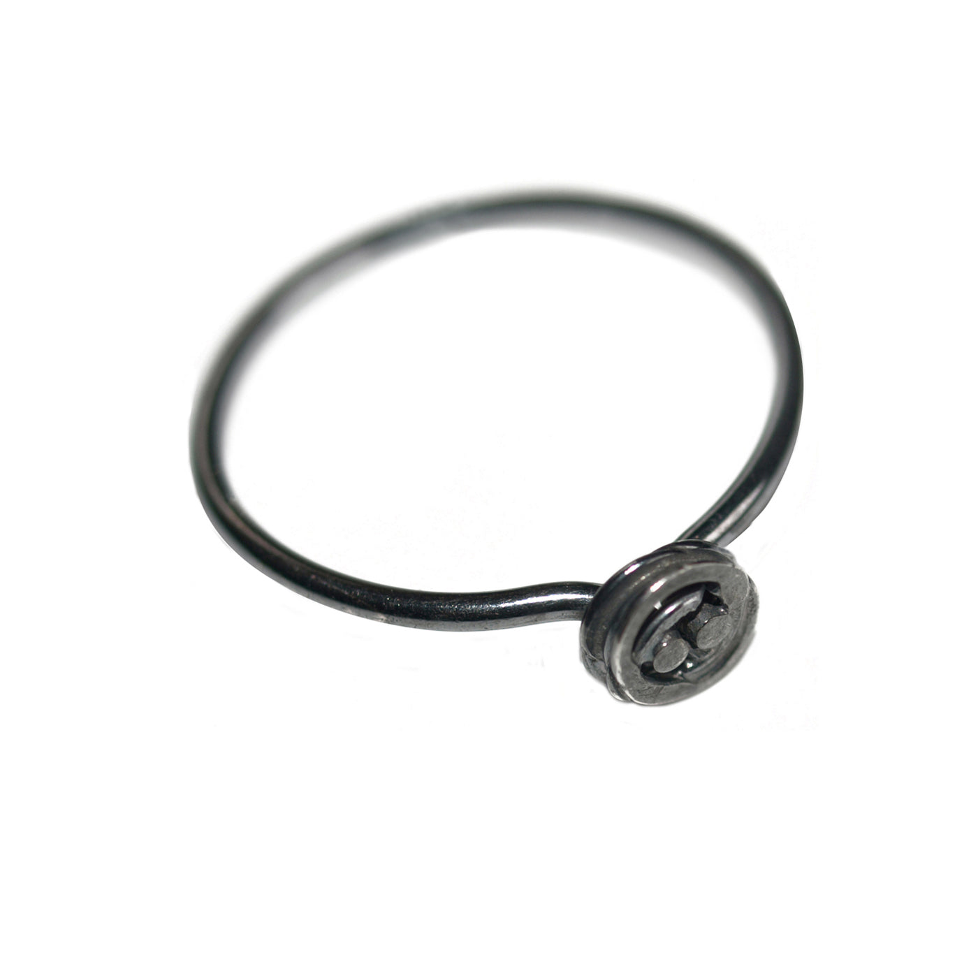 Tiny Pond Ripple Stacking Ring in Oxidised Silver