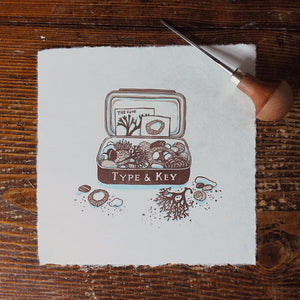 Tiny Treasure Tin Linocut Print