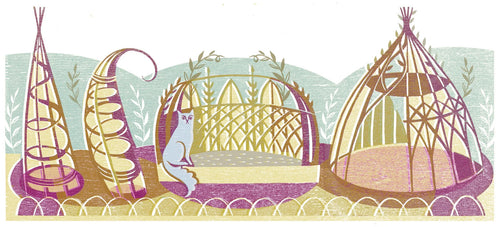 Willow Work - Digital Woodcut Print