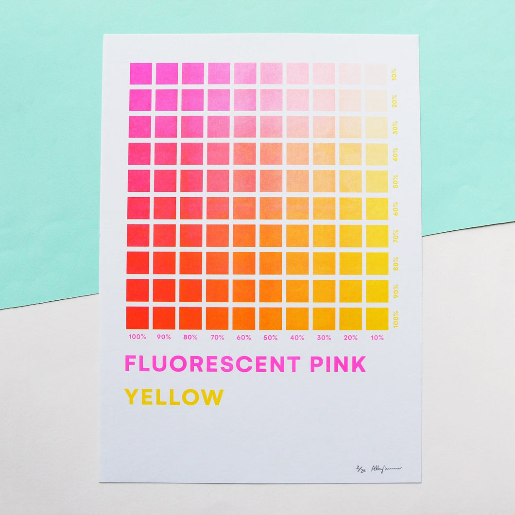 Colour Chart: Fluorescent Pink & Yellow Print