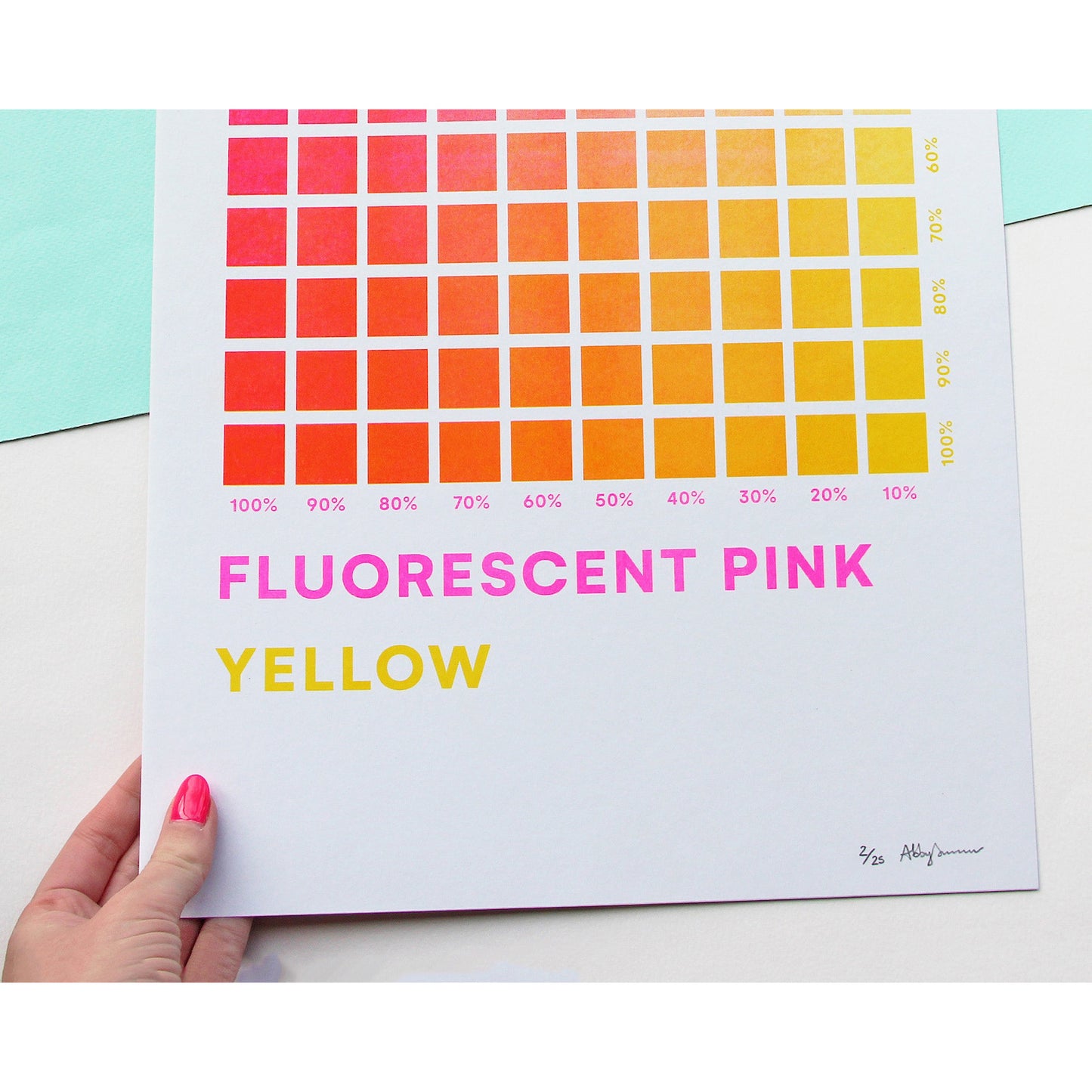 Colour Chart: Fluorescent Pink & Yellow Print