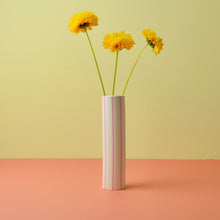 Load image into Gallery viewer, Coloured Striped Stem Vase Naples Yellow