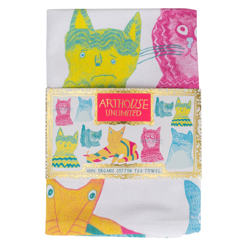 Miaow for Now, 100% Organic Tea Towel