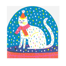 Load image into Gallery viewer, Winter Party Cat Large Snowglobe Greeting Card