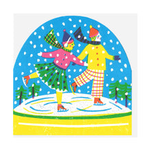 Load image into Gallery viewer, Ice Skaters Large Snowglobe Greeting Card