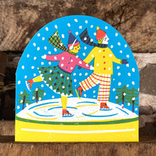 Load image into Gallery viewer, Ice Skaters Large Snowglobe Greeting Card