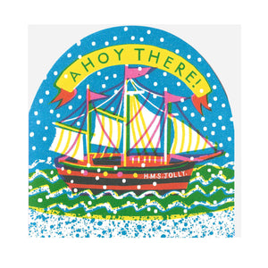 Ship Large Snowglobe Greeting Card