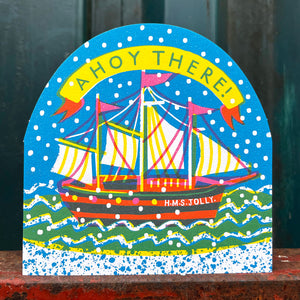 Ship Large Snowglobe Greeting Card