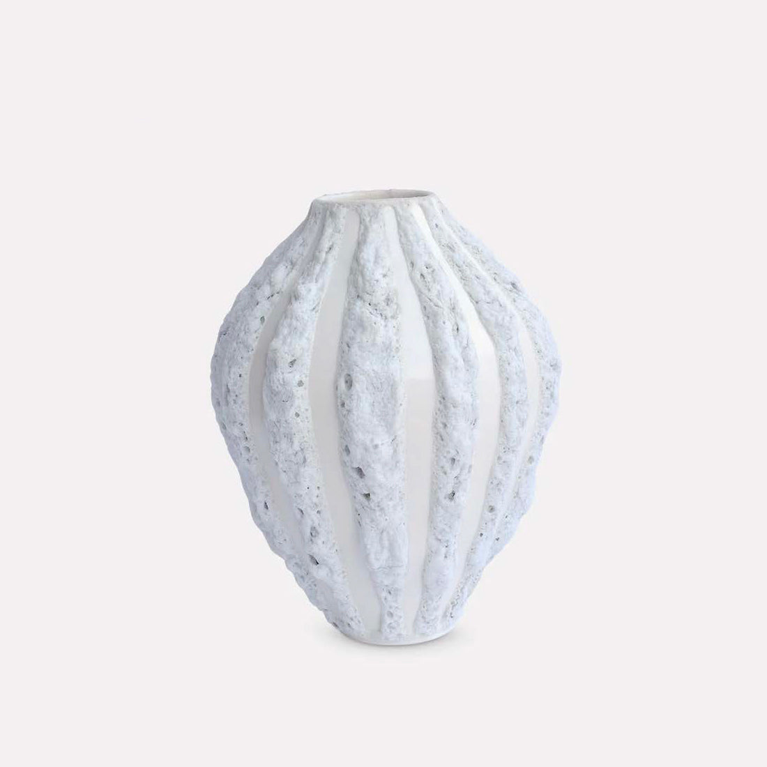 White Stripe Tulip Vase Tall
