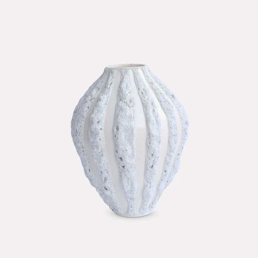 White Stripe Tulip Vase Tall