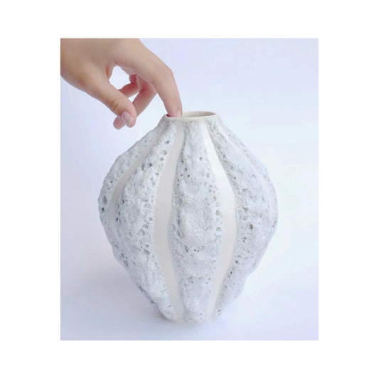 White Stripe Tulip Vase