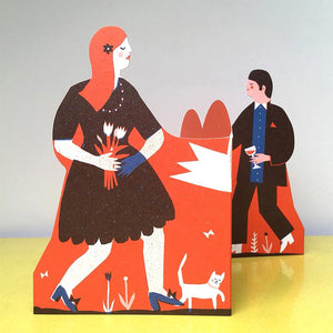 Man and Woman Concertina Heart Greeting Card