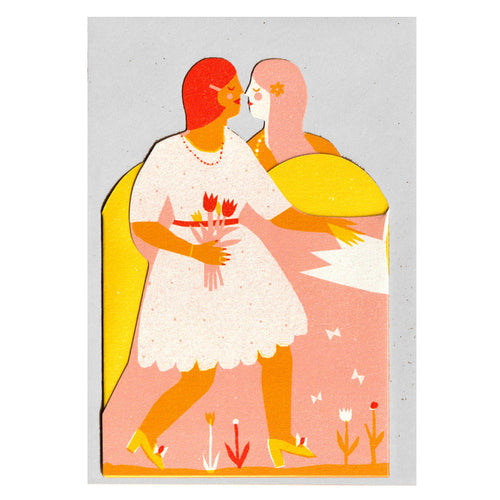 Two Women Concertina Heart Greeting Card