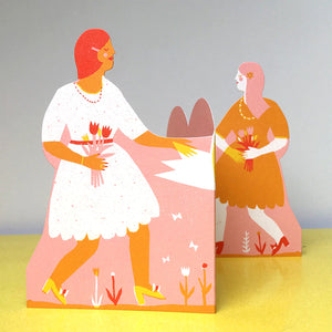 Two Women Concertina Heart Greeting Card