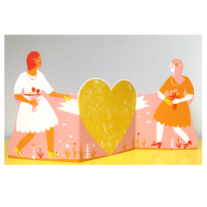 Two Women Concertina Heart Greeting Card