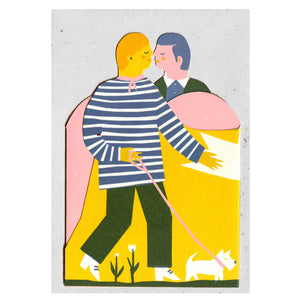 Two Men Concertina Heart Greeting Card