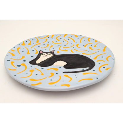 Resting Tuxedo Cat Plate