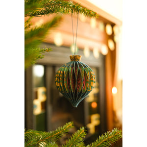 Blue Bauble Honeycomb Ornament