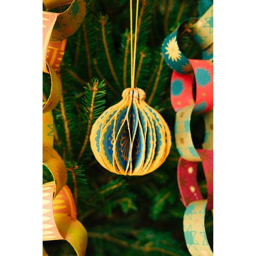 Yellow Bauble Honeycomb Ornament