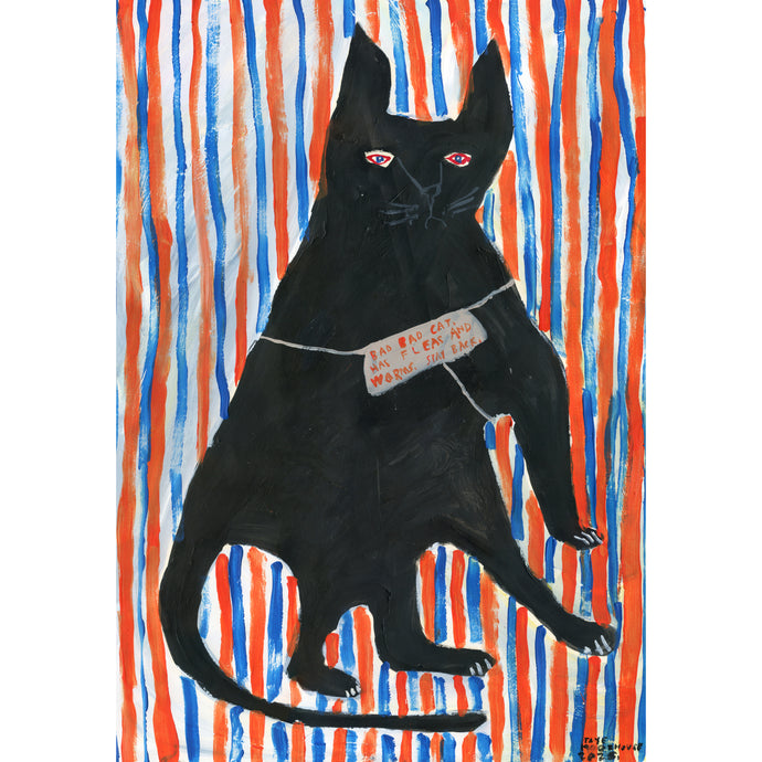 Bad bad cat. Has fleas and worms, stay back.