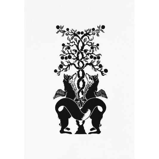 Fox and Orange Tree Print