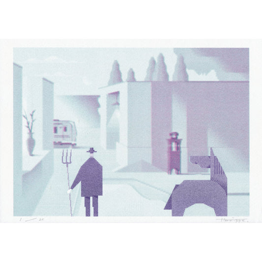 農夫が見ていた元屋敷 (a farmer is looking at a deserted mansion) Print