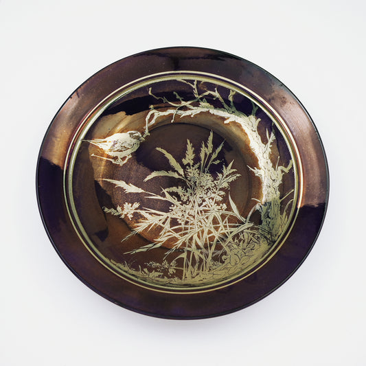 Hanging Plate with Sparrow on Branch
