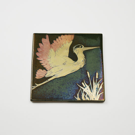 Tile with Heron in Flight