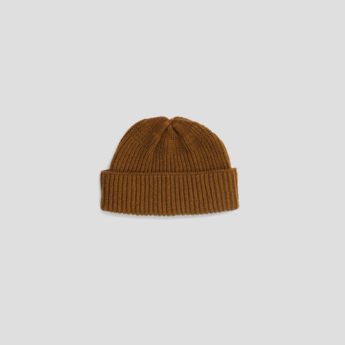 Fisherman's Rib Short Beanie in Vintage Vicuna