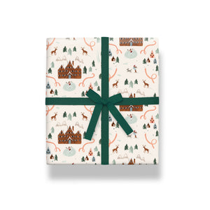 Alpine Lodge Winter Scene Christmas Gift Wrap