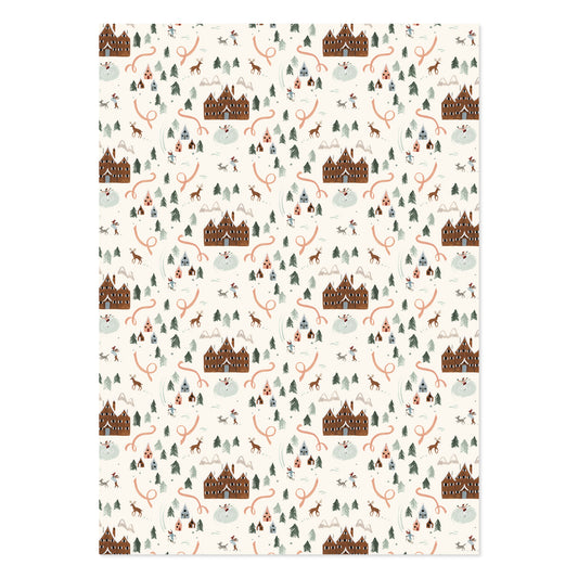Alpine Lodge Winter Scene Christmas Gift Wrap