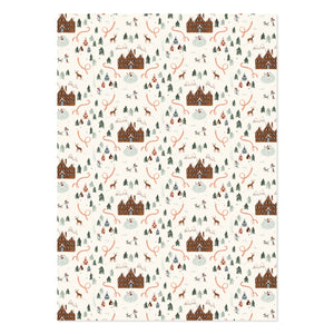 Alpine Lodge Winter Scene Christmas Gift Wrap