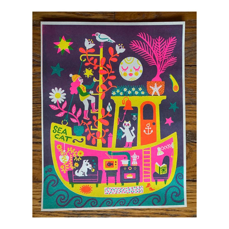 Celestial Houseboat Girl and Crew Print