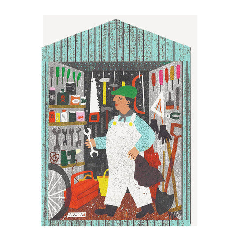 Man in Shed Greeting Card