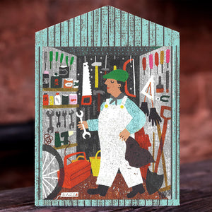 Man in Shed Greeting Card