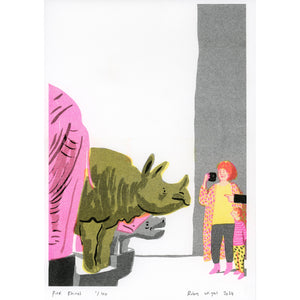 Pink Rhinos Print