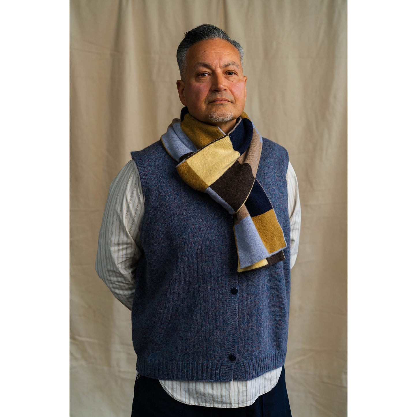 Chequerboard Scarf Navy