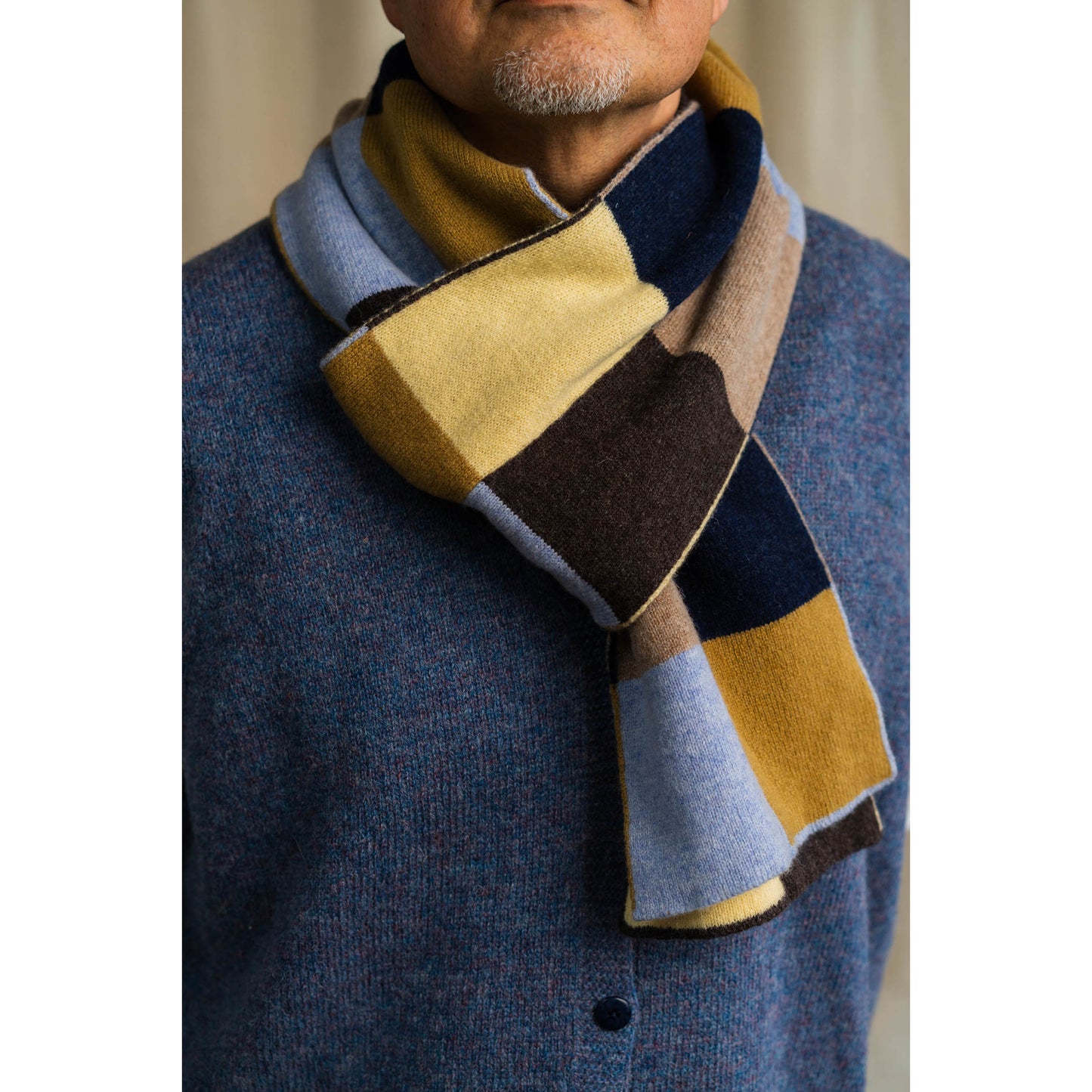 Chequerboard Scarf Navy