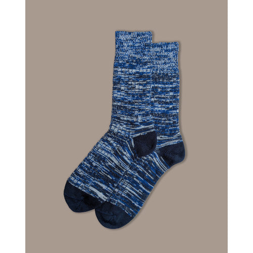 Chunky Wool Boot Socks Marbled Blue