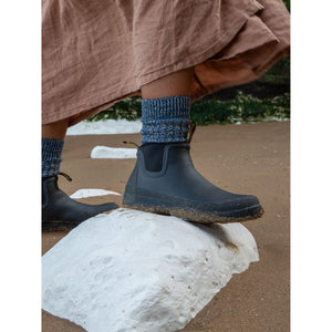 Chunky Wool Boot Socks Marbled Blue