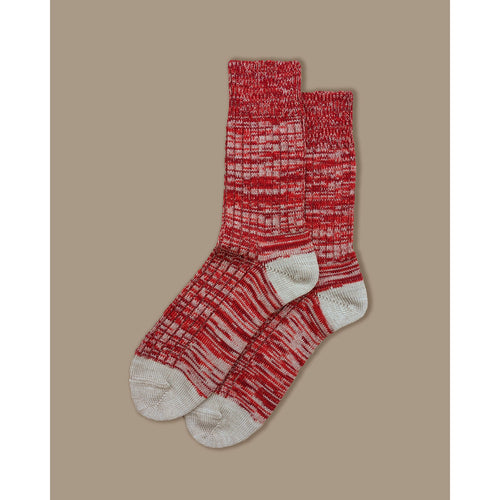Chunky Wool Boot Socks Marbled Red