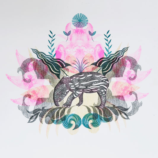 Malayan Tapir Risograph Print